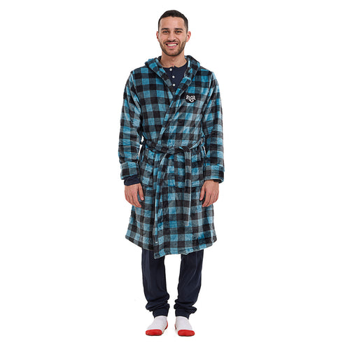 Snuggs Blanket Robe Blue Checkered